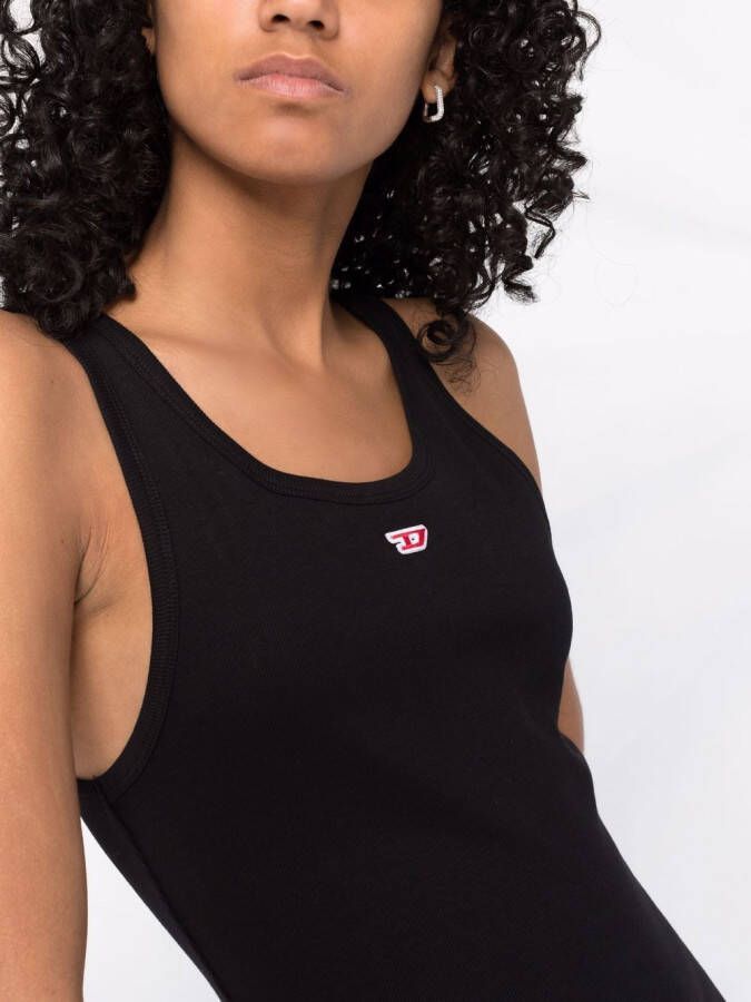 Diesel D-tank katoenen jurk met logoprint Zwart