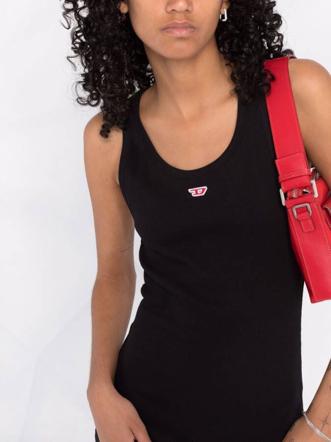 Diesel D-tank katoenen jurk met logoprint Zwart
