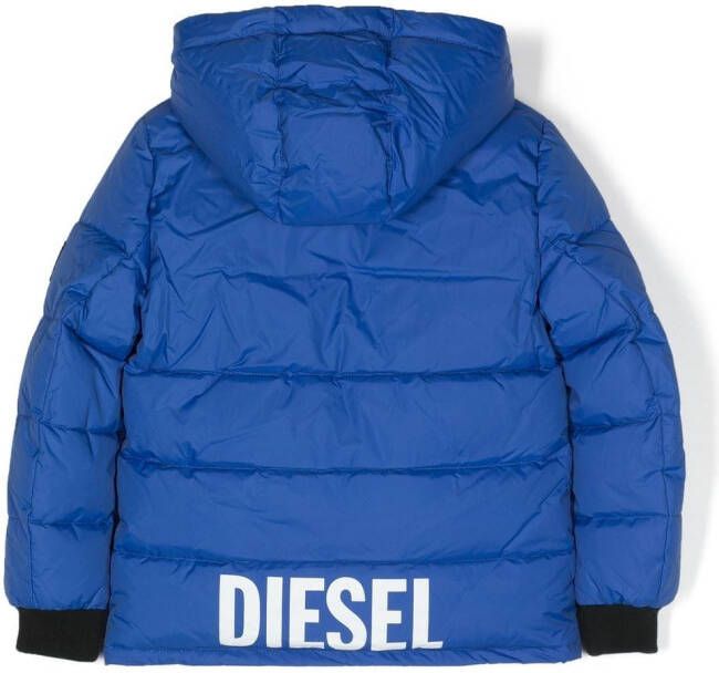 Diesel Kids Donsjack met logoprint Blauw