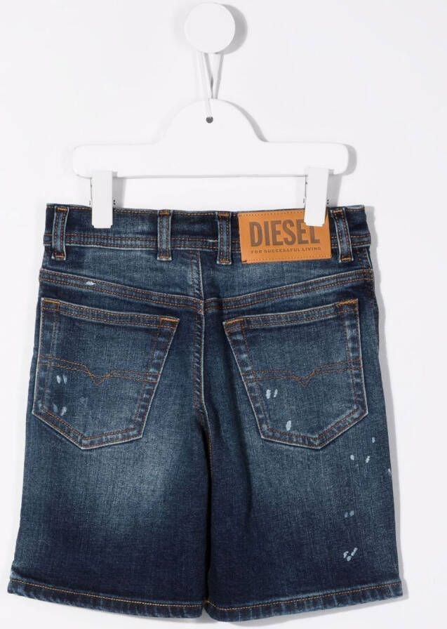 Diesel Kids Gerafelde shorts Blauw