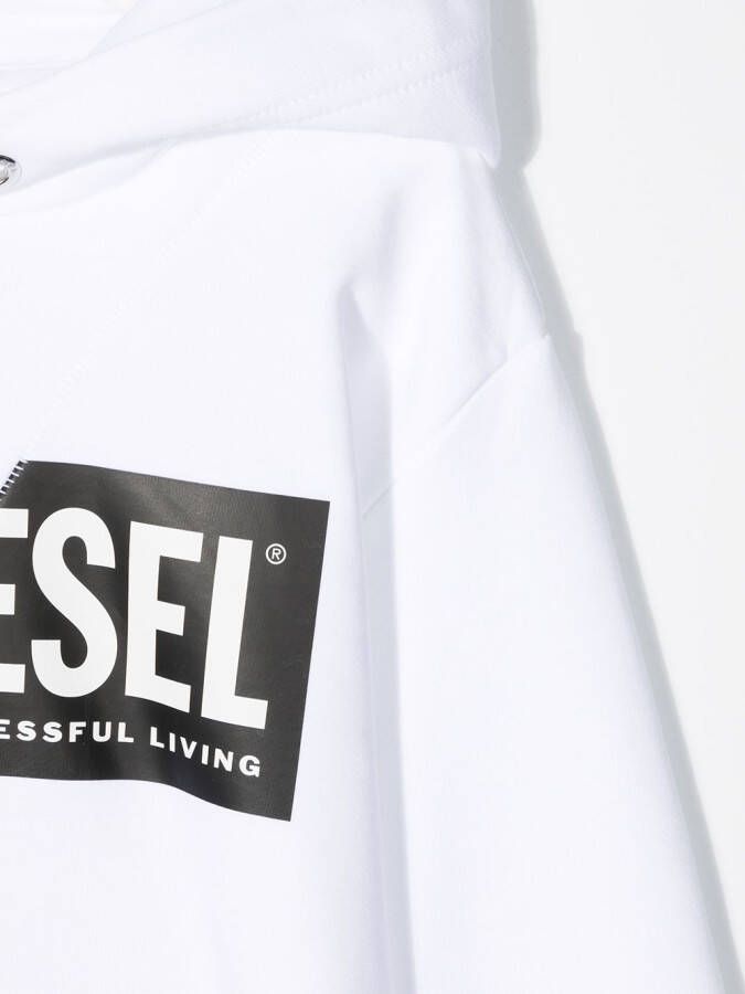 Diesel Kids Hoodie met logoprint Wit