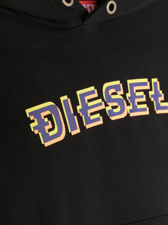Diesel Kids Hoodie met logoprint Zwart