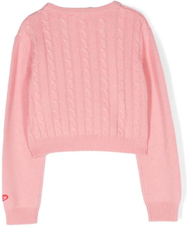 Diesel Kids Kabelgebreide sweater Roze