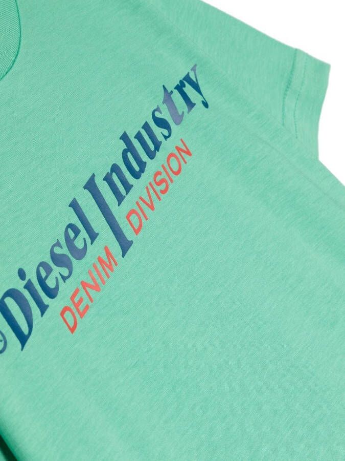 Diesel Kids T-shirt met logoprint Groen