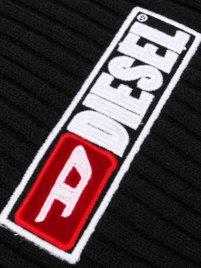 Diesel Kids Roder sjaal met logo-applicatie Zwart