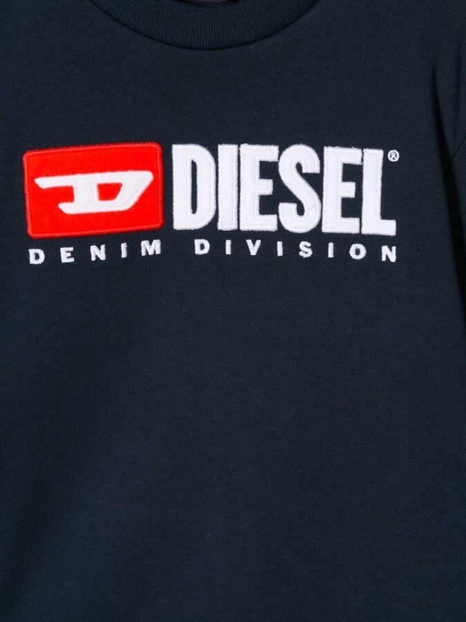 Diesel Kids Sweater met contrasterend logo Blauw