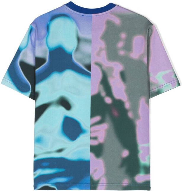 Diesel Kids T-shirt met abstracte print Blauw