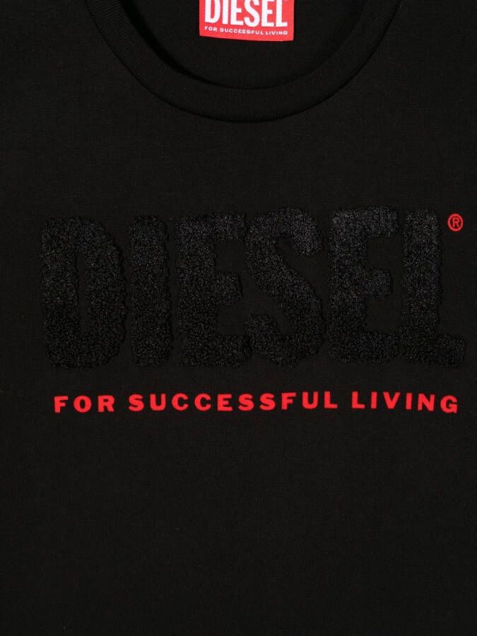 Diesel Kids T-shirt met logo-applicatie Zwart