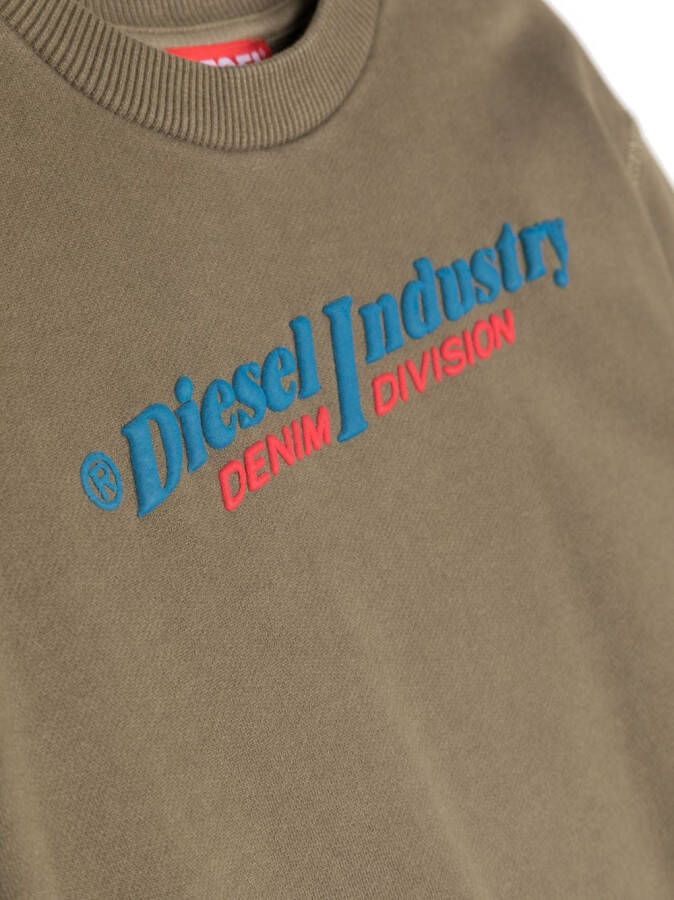 Diesel Kids T-shirt met logo-patch Groen