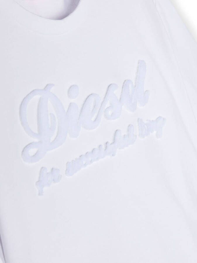 Diesel Kids T-shirt met logo-reliëf Wit