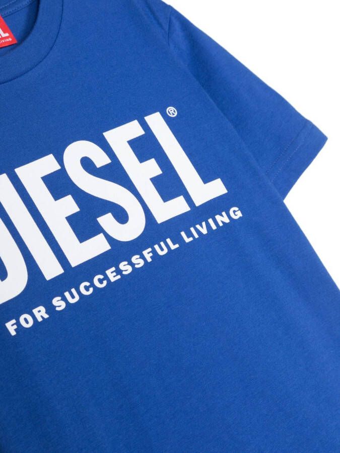 Diesel Kids T-shirt met logoprint Blauw