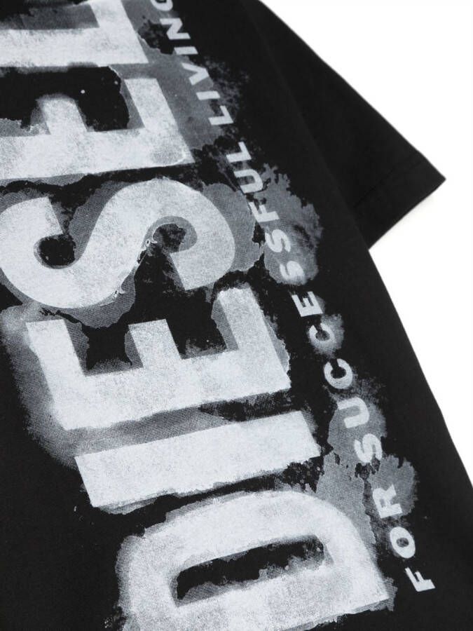 Diesel Kids Tjuste16 Over T-shirt met logoprint Zwart