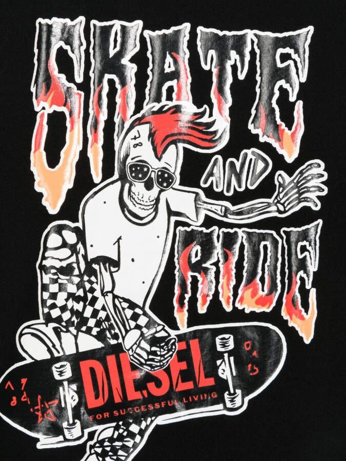 Diesel Kids T-shirt met print Zwart