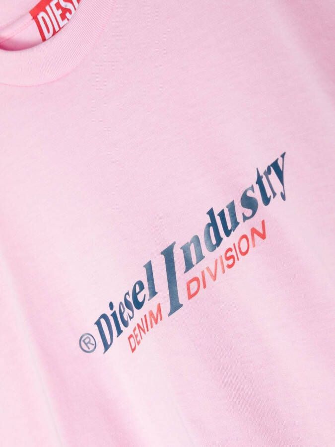 Diesel Kids T-shirt met logoprint Roze