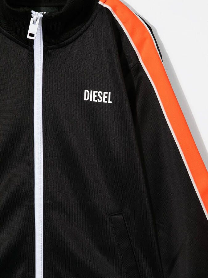 Diesel Kids Trainingsjack met logoprint Zwart