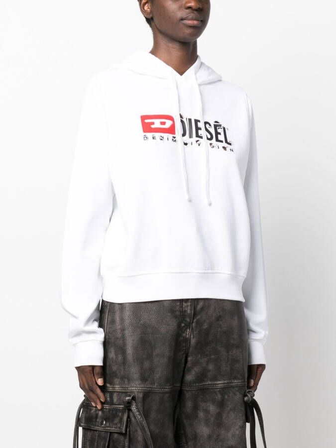 Diesel Cropped hoodie Wit