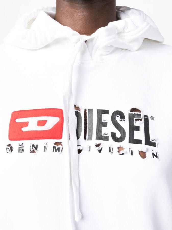 Diesel Cropped hoodie Wit