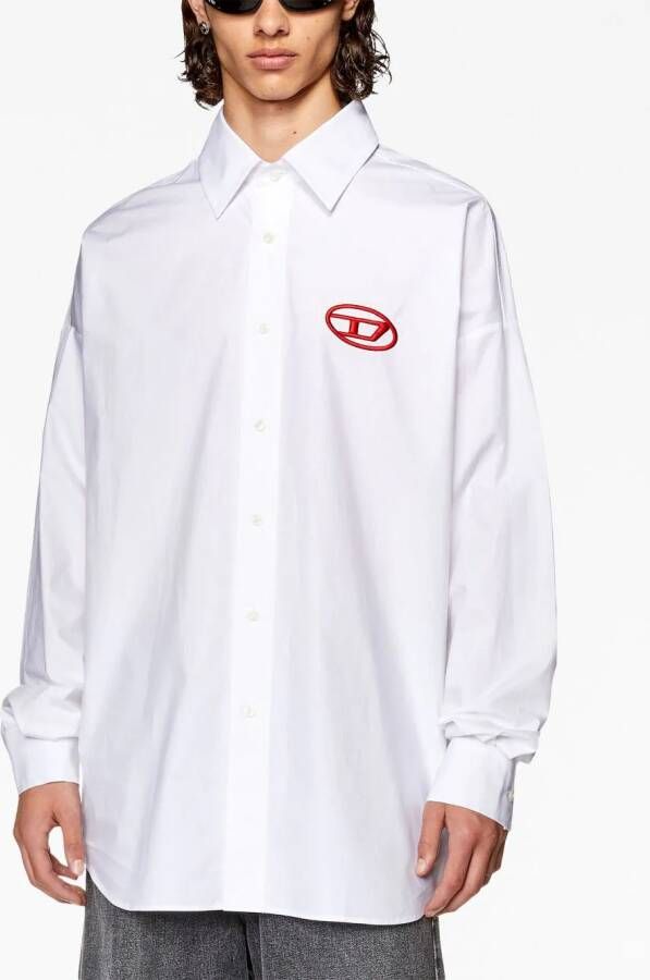 Diesel S-Dou-Plain overhemd met geborduurd logo Wit