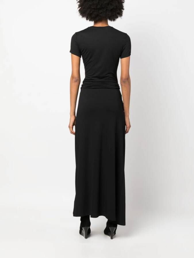 Diesel D-Rowy gedrapeerde midi-jurk met logoplakkaat Zwart