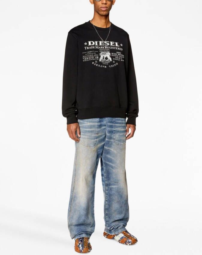 Diesel S-Ginn-L2 katoenen sweater met logoprint Zwart