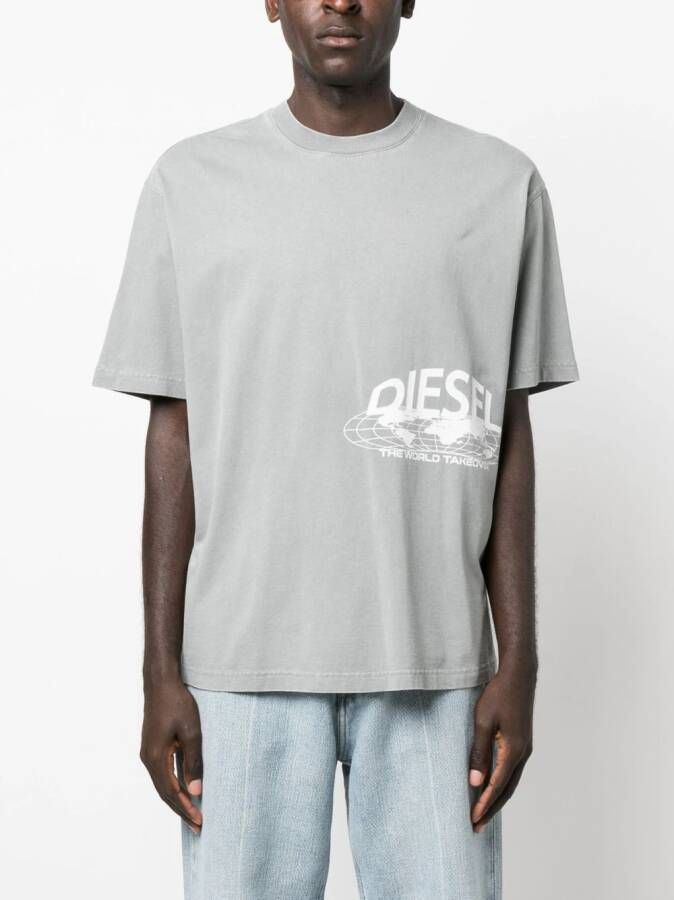 Diesel T-shirt met logoprint Grijs