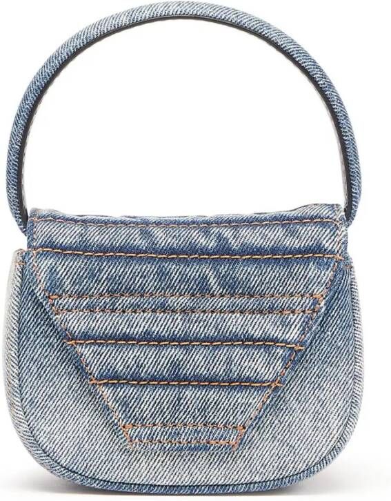 Diesel 1DR XS leren crossbodytas Blauw