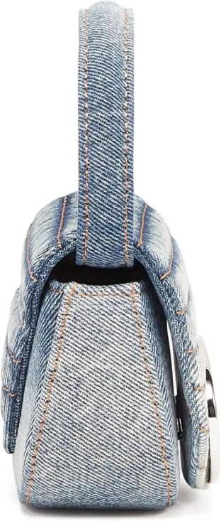 Diesel 1DR XS leren crossbodytas Blauw