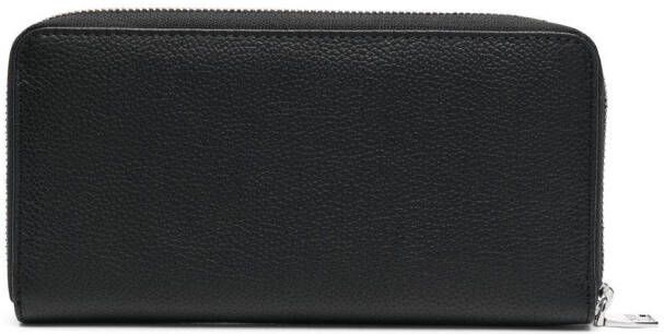 Diesel Continental Zip L leren portemonnee met logoplakkaat Zwart