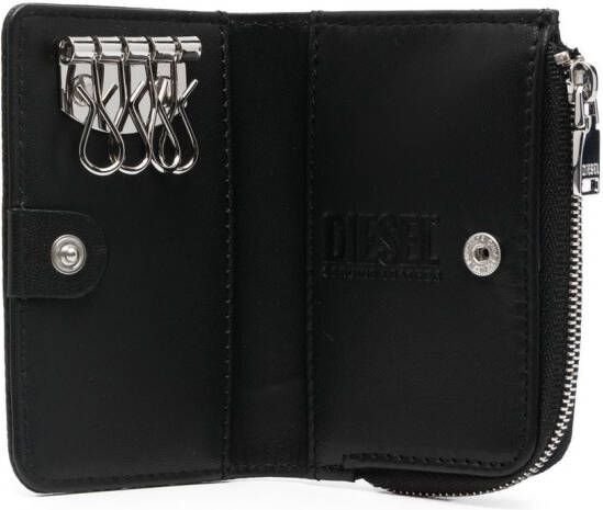 Diesel L-Zip leren portemonnee Zwart