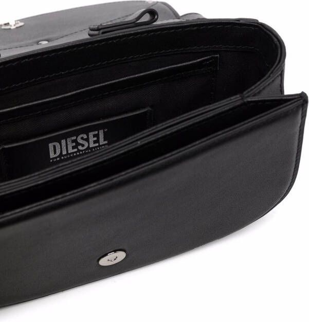 Diesel 1DR leren schoudertas Zwart