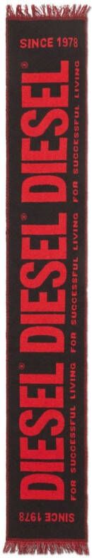 Diesel S-Bisc-New sjaal met intarsia logo Zwart