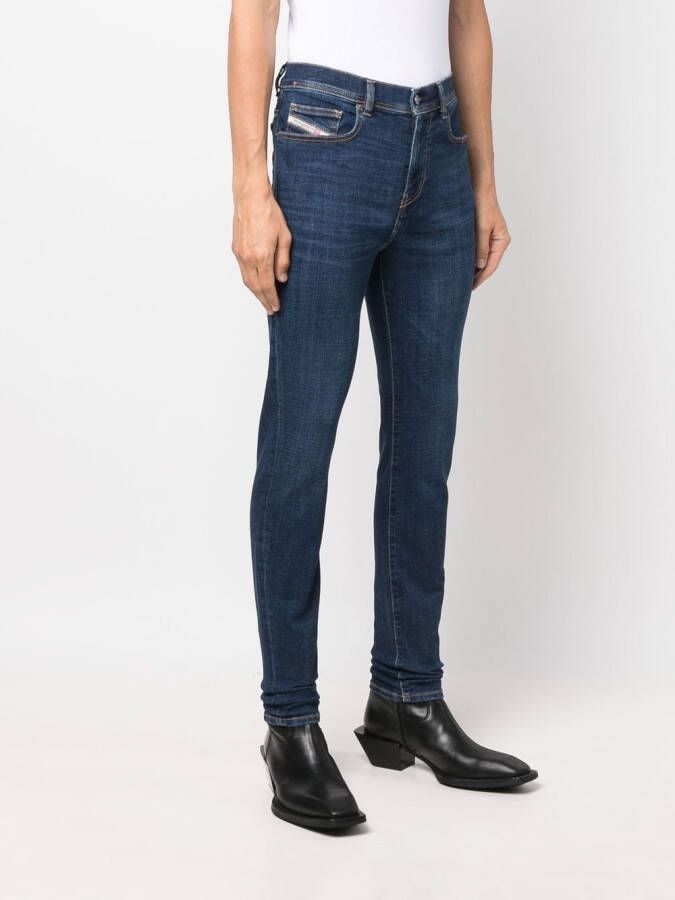 Diesel Skinny jeans met logopatch Blauw