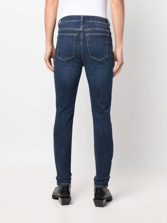 Diesel Skinny jeans met logopatch Blauw