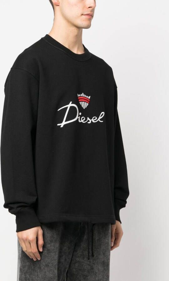 Diesel Sweater met geborduurd logo Zwart