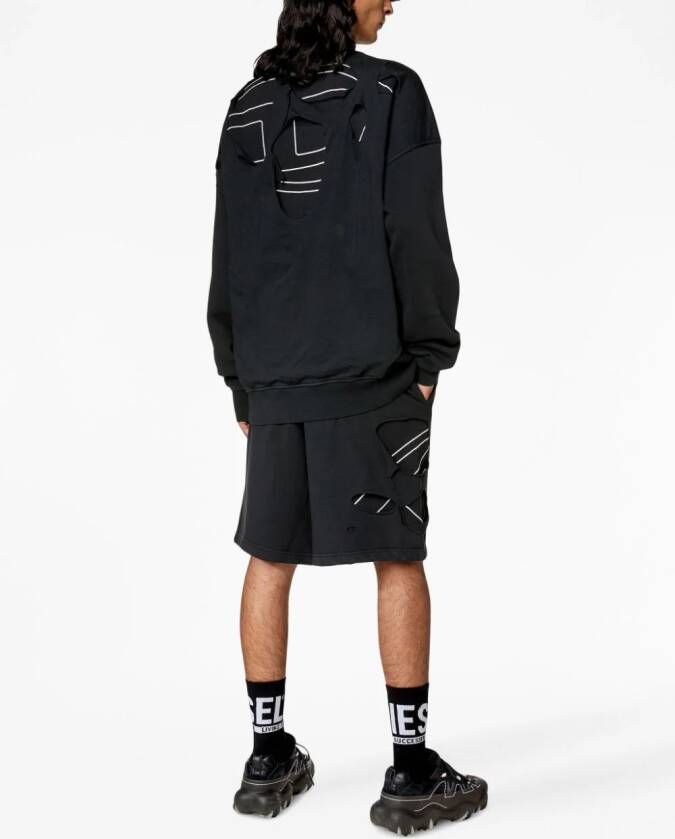 Diesel S-Strapoval sweater met geborduurd logo Zwart