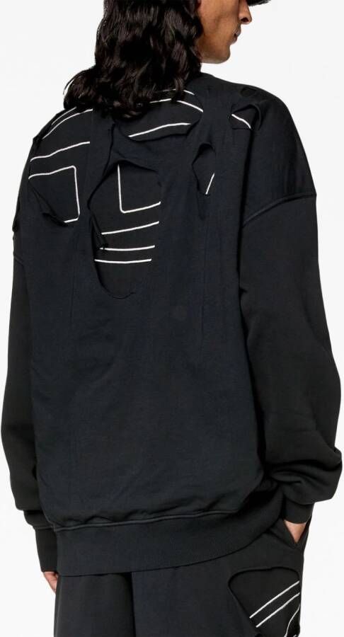 Diesel S-Strapoval sweater met geborduurd logo Zwart