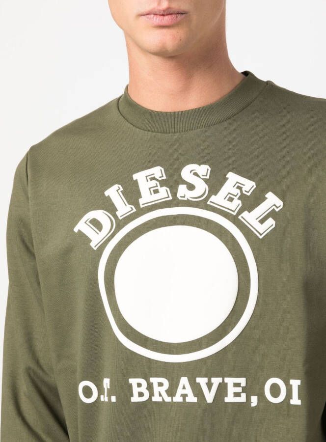 Diesel Sweater met logoprint Groen