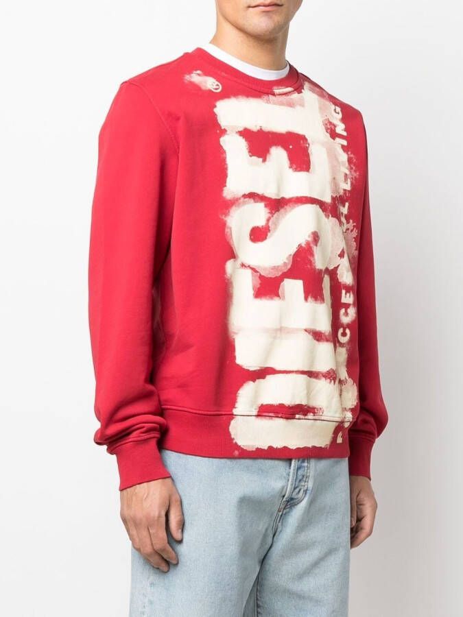 Diesel Sweater met logoprint Rood