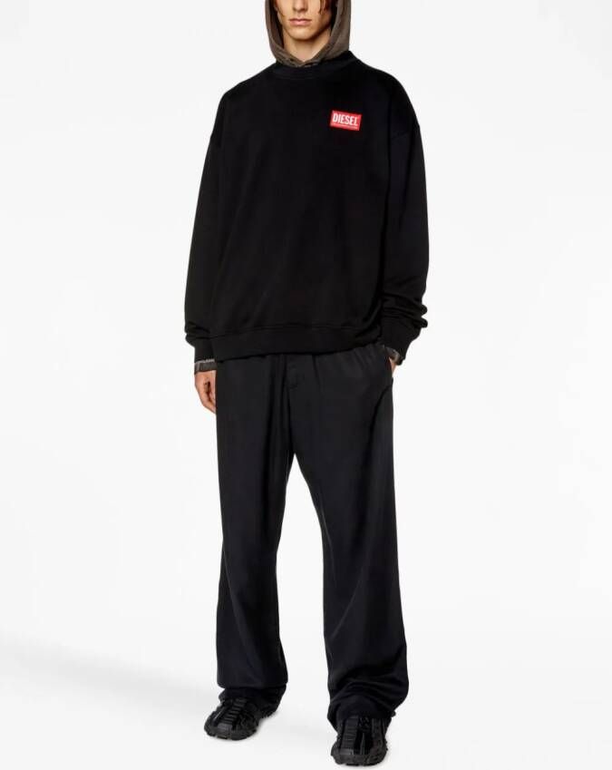 Diesel S-Nlabel-L1 sweater met logo-applicatie Zwart