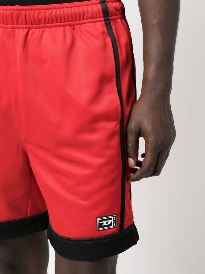 Diesel Trainingsshorts met logopatch Rood