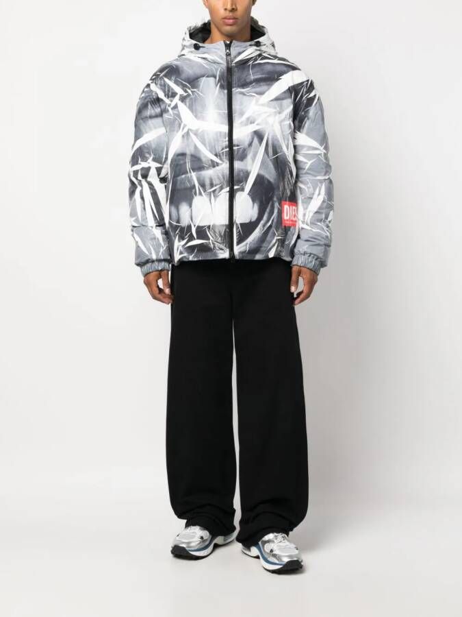 Diesel J-Thoot jack met print en capuchon Zwart