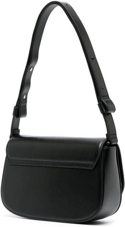 Diesel Medium 1DR leren schoudertas Zwart