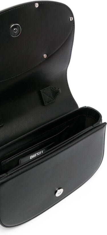 Diesel Medium 1DR leren schoudertas Zwart