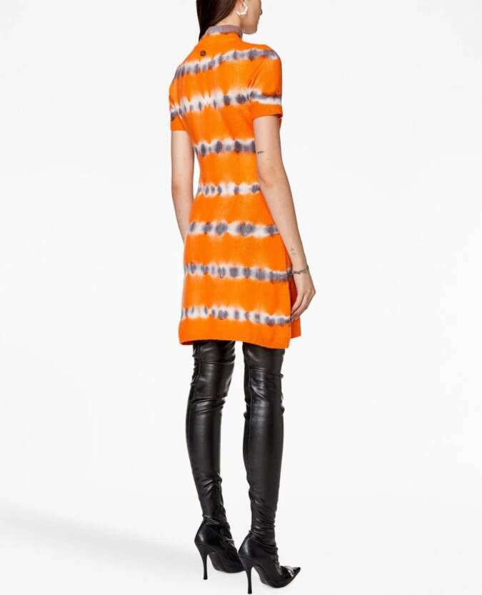 Diesel M-Zafora wollen mini-jurk met halve rits en tie-dye print Oranje