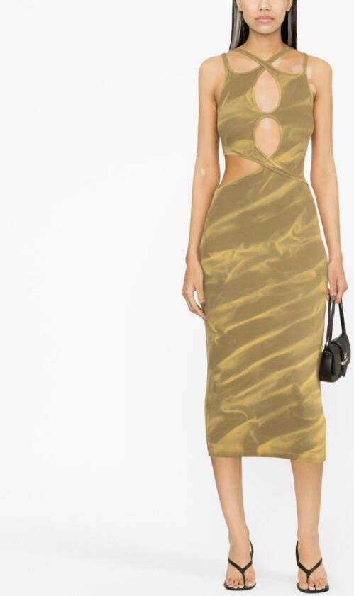 Dion Lee Midi-jurk met abstracte print Beige