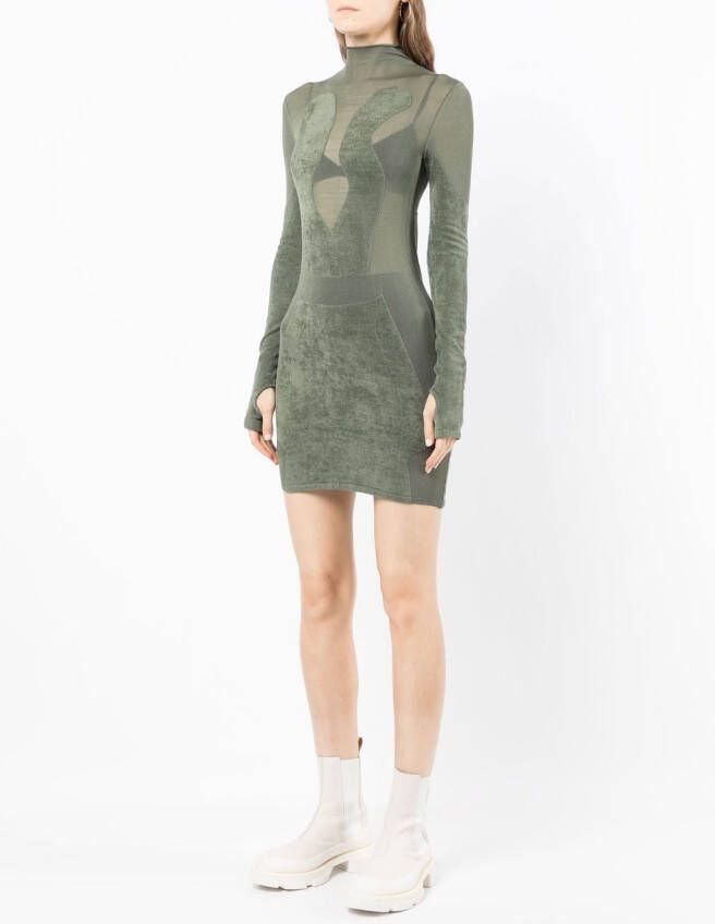 Dion Lee Intarsia mini-jurk Groen