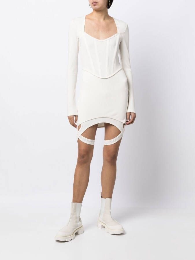 Dion Lee Mini-jurk met dubbele rij knopen Wit