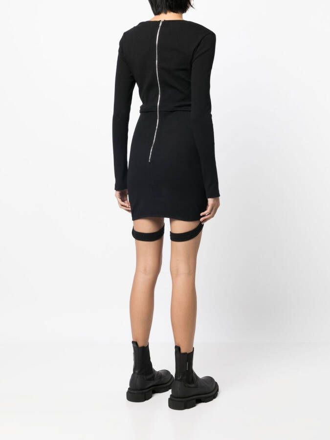 Dion Lee Ribgebreide mini-jurk Zwart