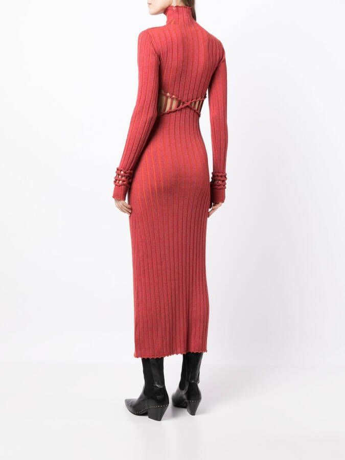 Dion Lee x Braid reflecterende jurk Rood