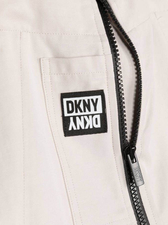 Dkny Kids Tuinbroek jurk met logopatch Beige